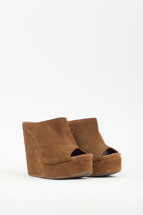 Pedro Garcia Brown Suede Wedge Mule