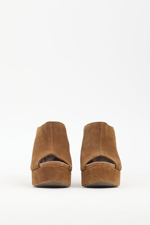 Pedro Garcia Brown Suede Wedge Mule