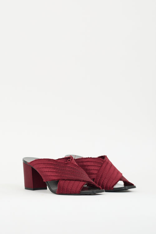 Pedro Garcia Red Distressed Satin Crisscross Mule