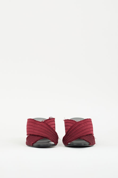 Pedro Garcia Red Distressed Satin Crisscross Mule