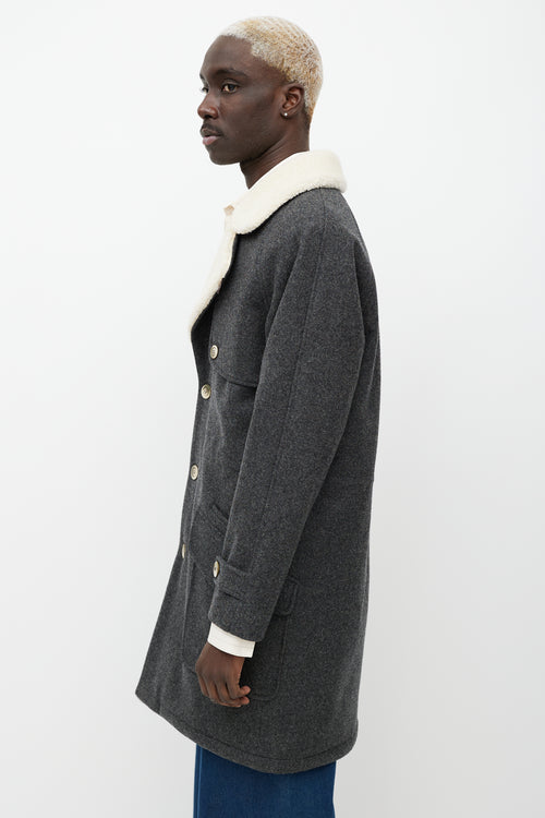 Pendleton Grey & Cream Wool Sherpa Coat