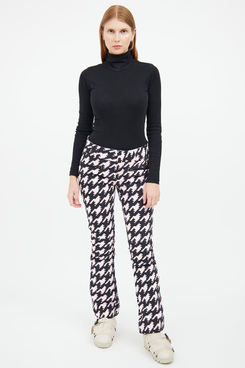 Perfect Moment Black & Pink Houndstooth Aurora Flare Ski Pant