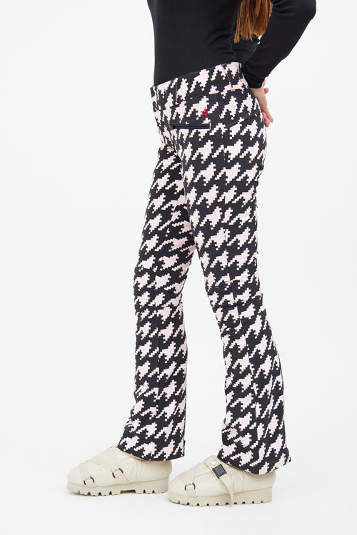 Perfect Moment Black & Pink Houndstooth Aurora Flare Ski Pant