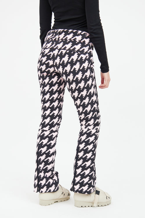 Perfect Moment Black & Pink Houndstooth Aurora Flare Ski Pant