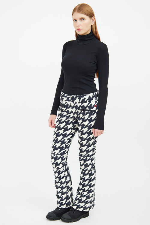 Perfect Moment Black & White Houndstooth Aurora Flare Ski Pant