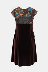 Perry Ellis Vintage Floral & Velvet Dress