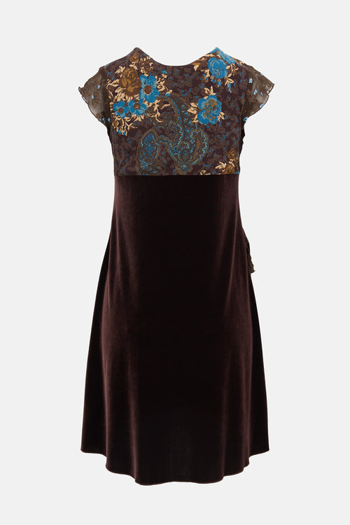 Perry Ellis Vintage Floral & Velvet Dress