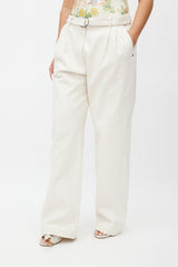 Peter Do Cream Wide Leg Belted Jeans