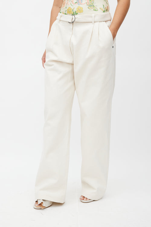 Peter Do Cream Wide Leg Belted Jeans
