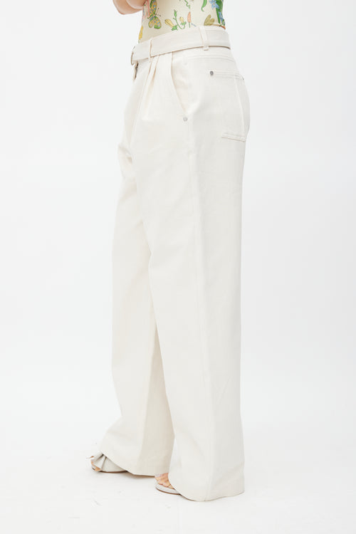 Peter Do Cream Wide Leg Belted Jeans