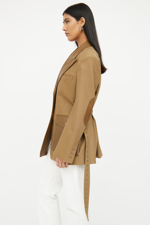 Peter Do Tan Leather Long Sleeve Blazer