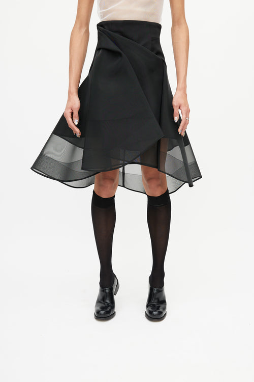 Peter Pilotto Black Structured Metallic Mesh Skirt