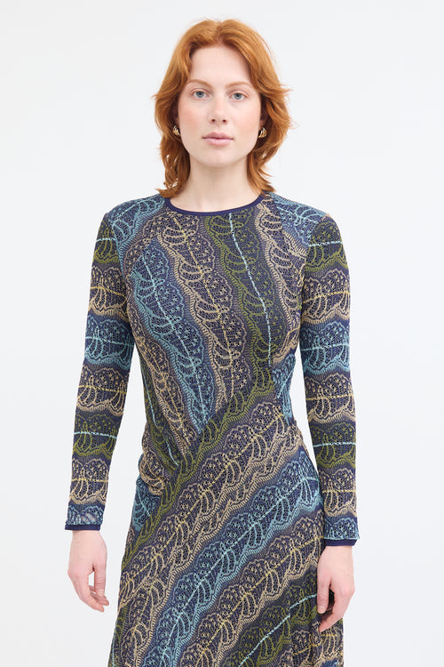 Peter Pilotto Navy & Multi Knit Lace Dress