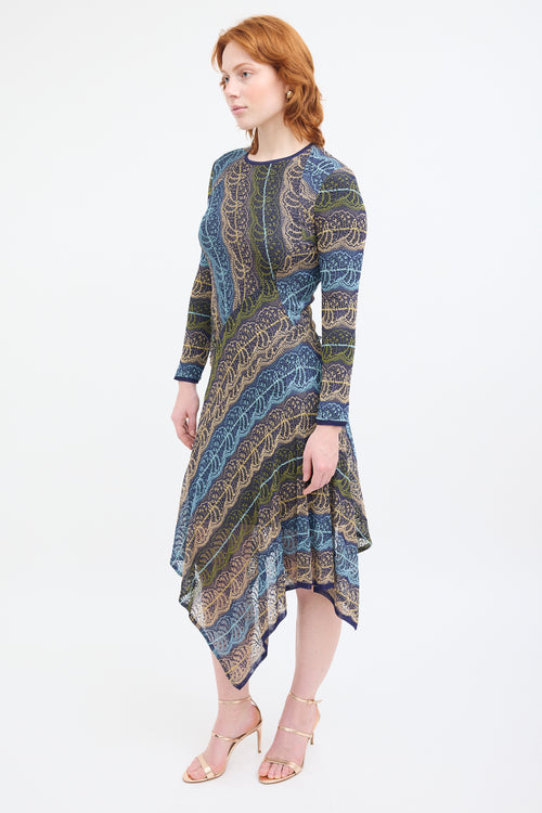 Peter Pilotto Navy & Multi Knit Lace Dress