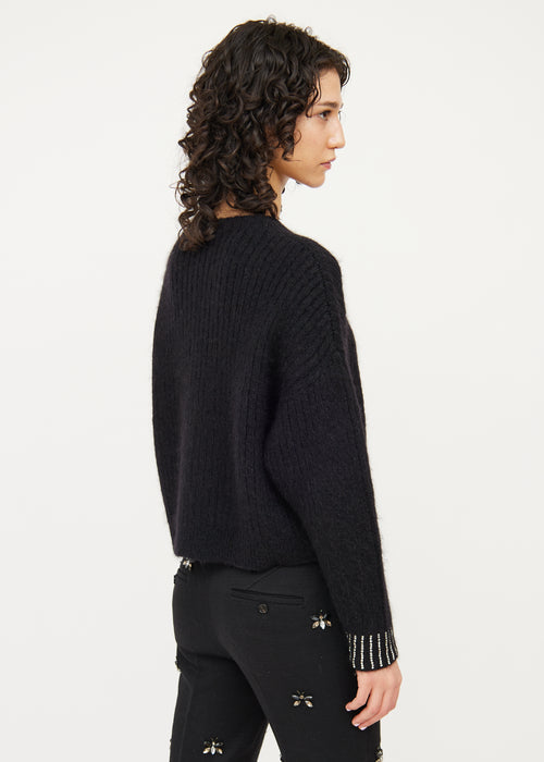 3.1 Phillip Lim Black Rhinestone Long Sleeve Sweater