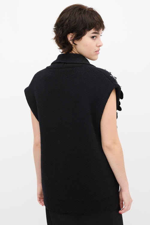 Philosophy Black Knit Sequin Buttoned Vest