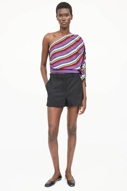 Philosophy Metallic Striped Drawstring Top