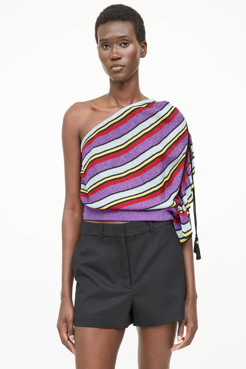 Philosophy Metallic Striped Drawstring Top