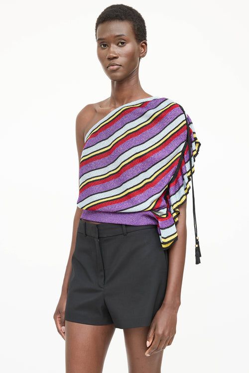 Philosophy Metallic Striped Drawstring Top