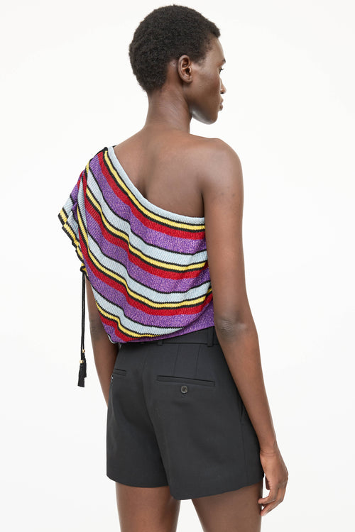 Philosophy Metallic Striped Drawstring Top