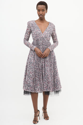 Pink & Multicolour Pleated Dress