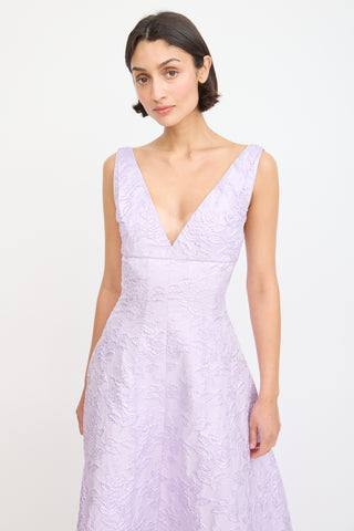 Philosophy Purple Sparkly Floral Jacquard A-Line Dress