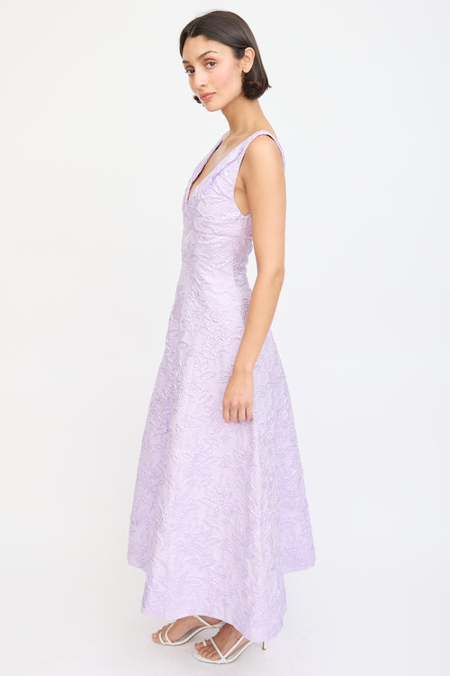 Philosophy Purple Sparkly Floral Jacquard A-Line Dress