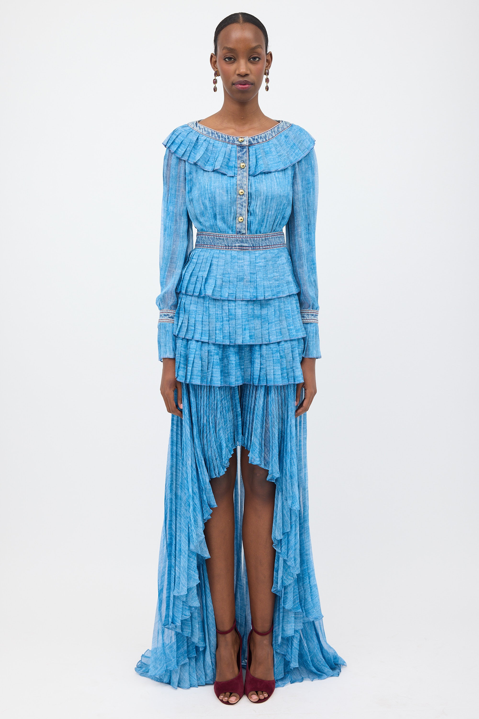 philosophy long sleeve dress Philosophy di Lorenzo Serafini // Sheer Pleated Hi-Low Dress – VSP  Consignment