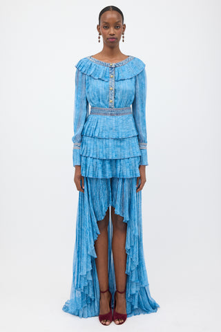 Philosophy di Lorenzo Serafini Sheer Pleated Hi-Low Dress