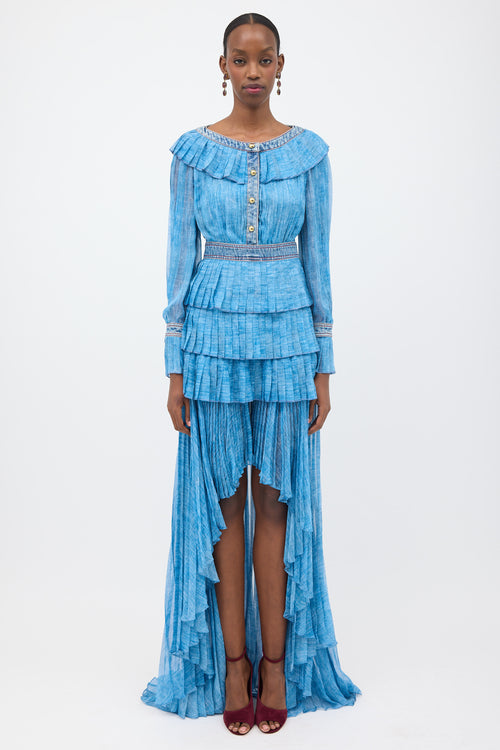 Philosophy di Lorenzo Serafini Sheer Pleated Hi-Low Dress