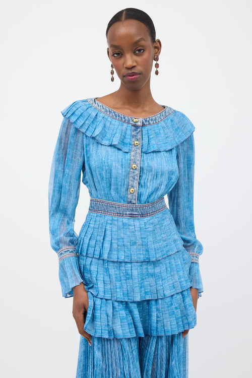 Philosophy di Lorenzo Serafini Sheer Pleated Hi-Low Dress