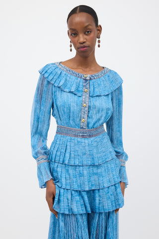 Philosophy di Lorenzo Serafini Sheer Pleated Hi-Low Dress