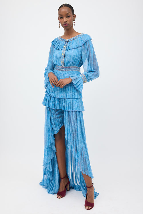 Philosophy di Lorenzo Serafini Sheer Pleated Hi-Low Dress