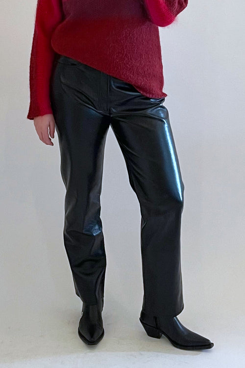 Agolde Black Faux Leather 90s Pant