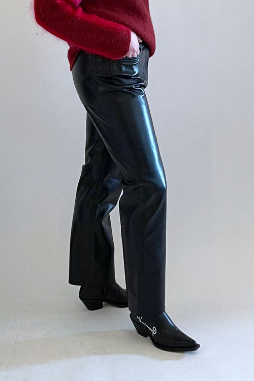 Agolde Black Faux Leather 90s Pant