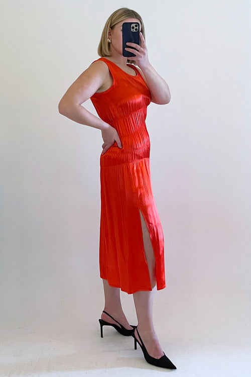 Helmut Lang Red Satin Maxi Dress