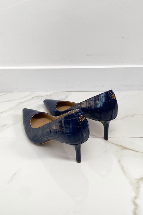 Blue Leather Textured Pump
