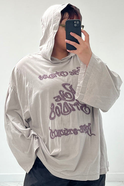 Purple Oversized Logo Hooded Shirt