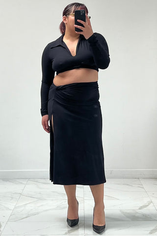 Black Maia Midi Skirt