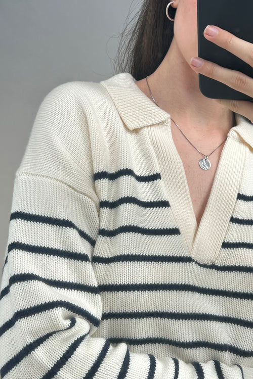 Cream & Navy Striped Clara Sweater