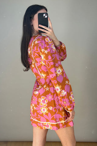 Pink & Orange Floral Cotton Dress