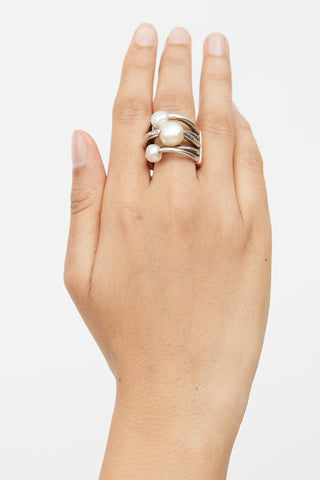 PianegondaSterling Silver Onda Pearl Ring