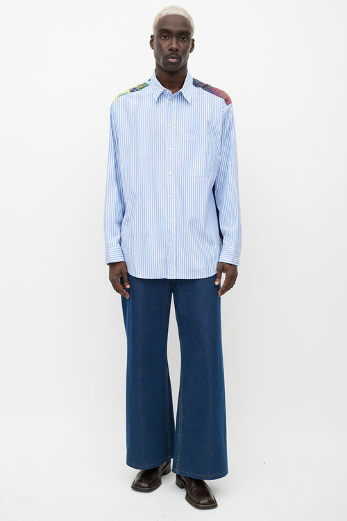Pierre-Louis Mascia Blue & Multicolour Striped Button Up Shirt