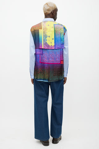 Pierre-Louis Mascia Blue & Multicolour Striped Button Up Shirt