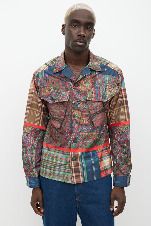 Pierre-Louis Mascia Multicolour Nylon Paisley & Plaid Button Up Shirt