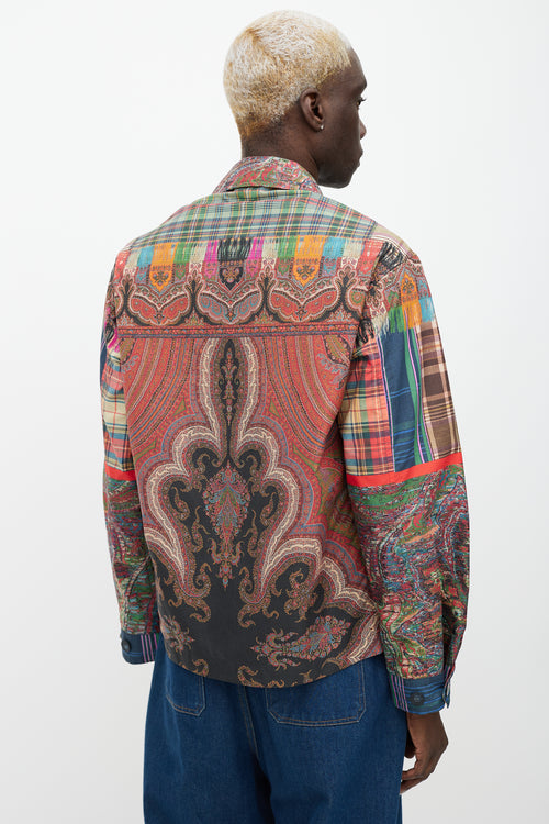 Pierre-Louis Mascia Multicolour Nylon Paisley & Plaid Button Up Shirt