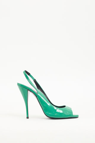 Pierre Hardy Green Patent Leather Slingback Heel