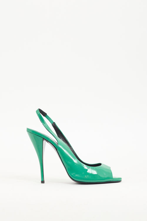 Pierre Hardy Green Patent Leather Slingback Heel