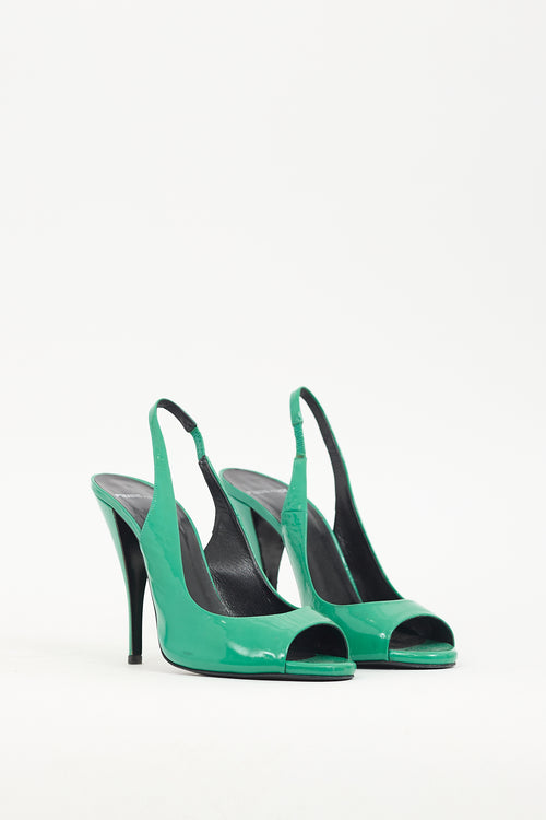 Pierre Hardy Green Patent Leather Slingback Heel