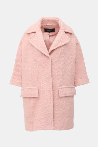 Pink Tartan Wool Boucle Coat